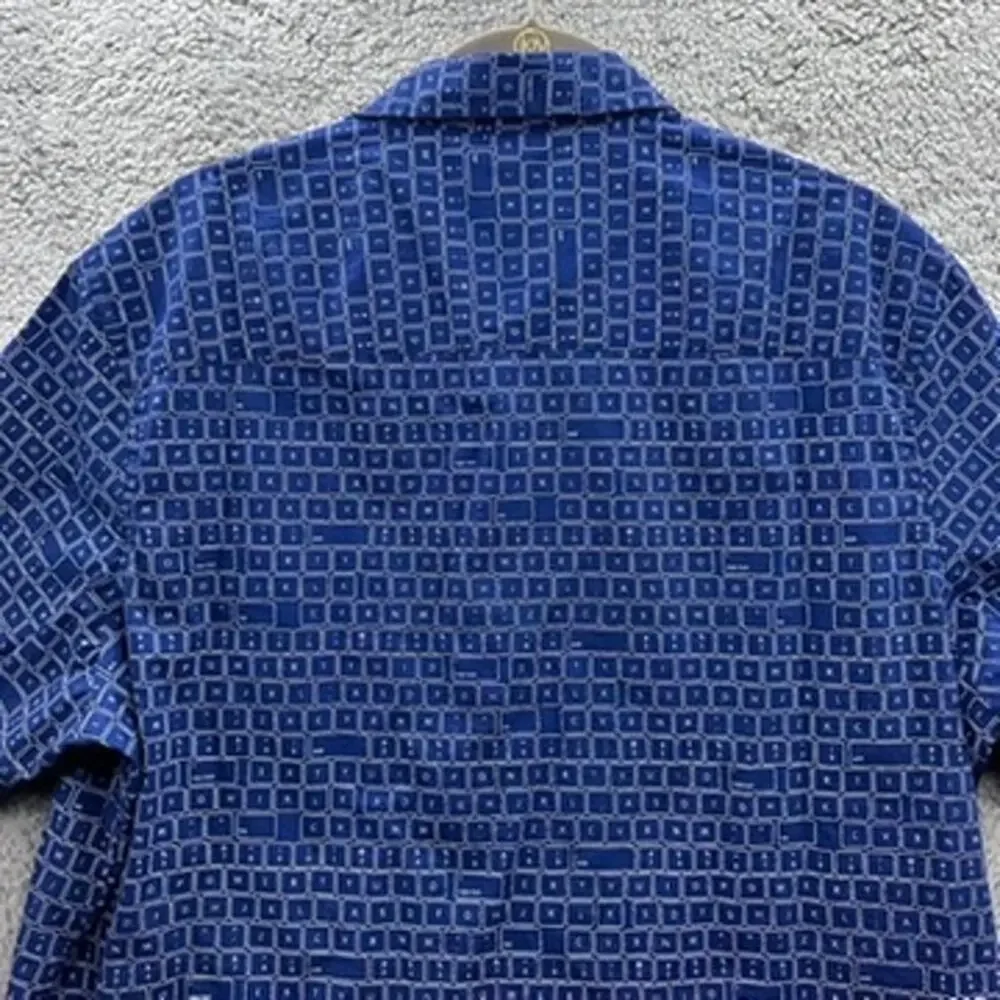 Alfani Men's XL Short Sleeve Button Up Computer Keyboard Shirt Unique Casual EUC
